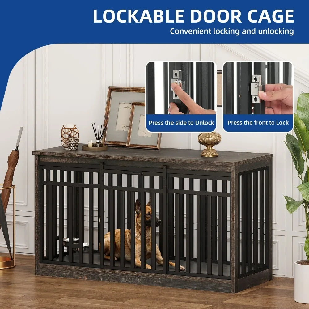 Durable Metal Dog Crate Kennel With Sliding Door MultiFunctional Furniture