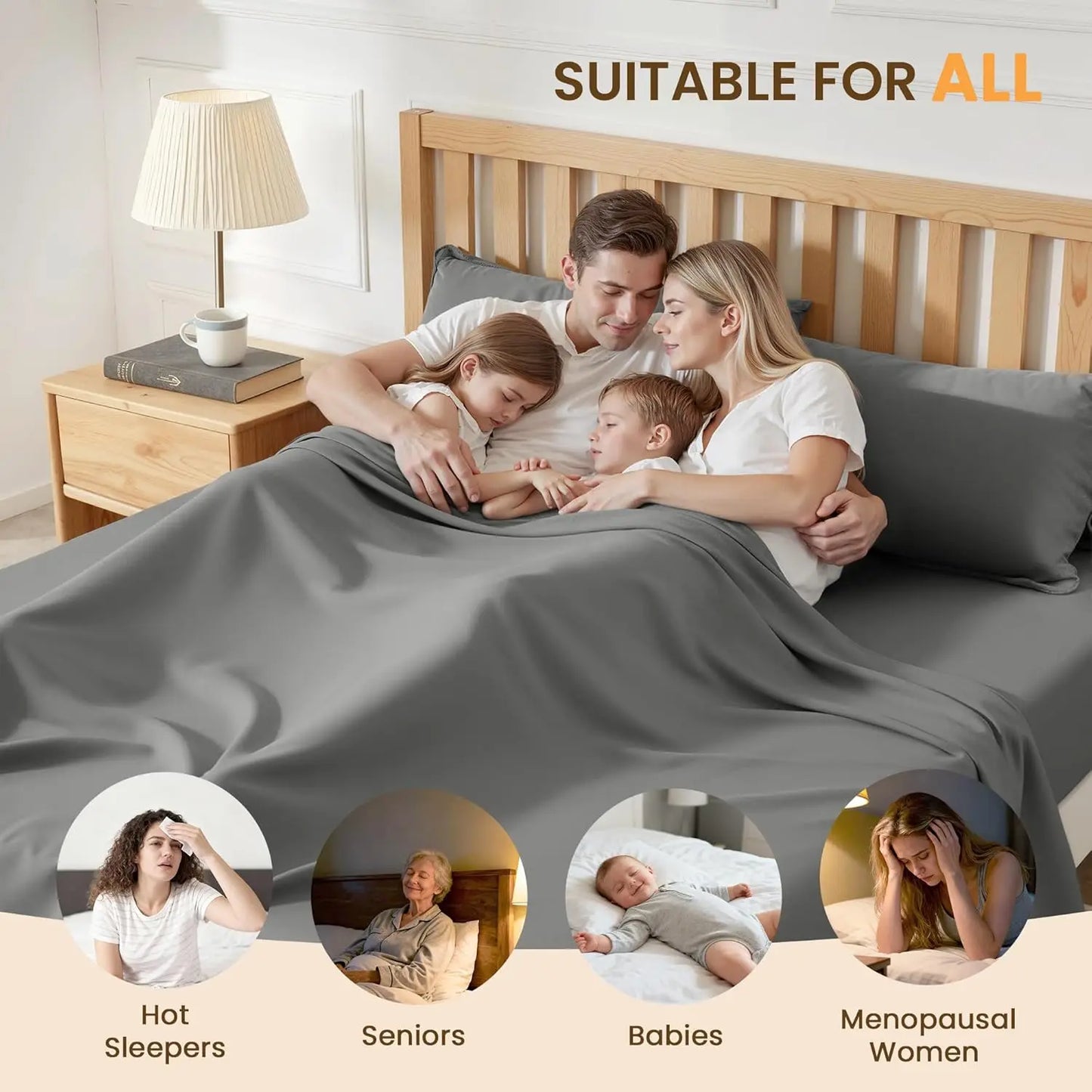 Breathable Polyester Cotton Sheet Set With Deep Pockets 4-Piece