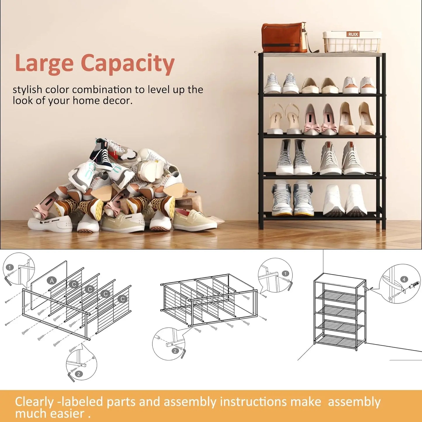 5 Tier Shoe Rack Organizer For Closet And Entryway