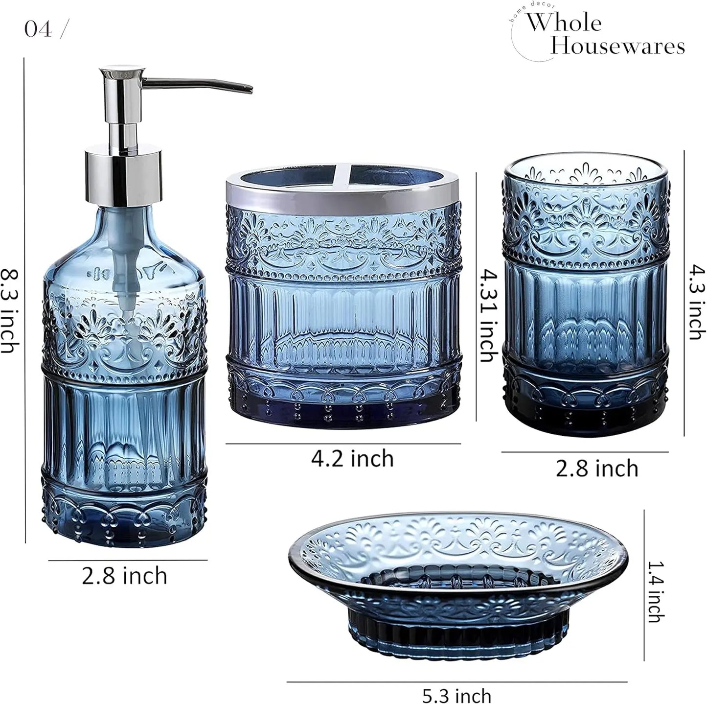 4-Piece Glass Bathroom Accessory Set