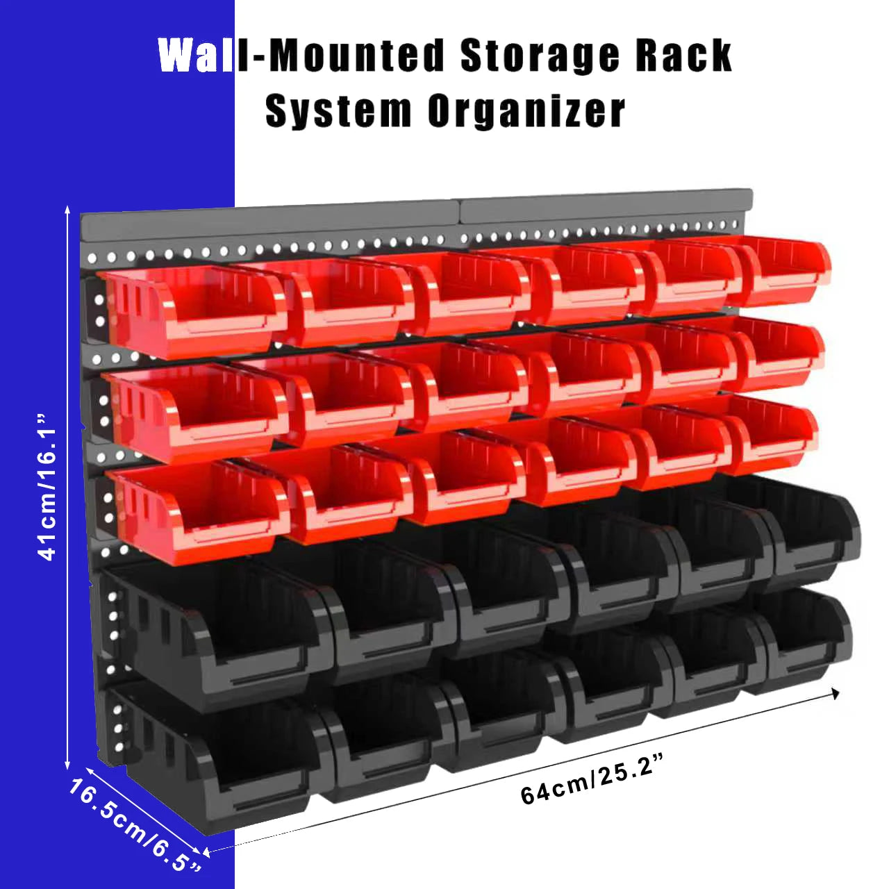 NONECN Wall Mounted Storage Bin Set for Garage Organization