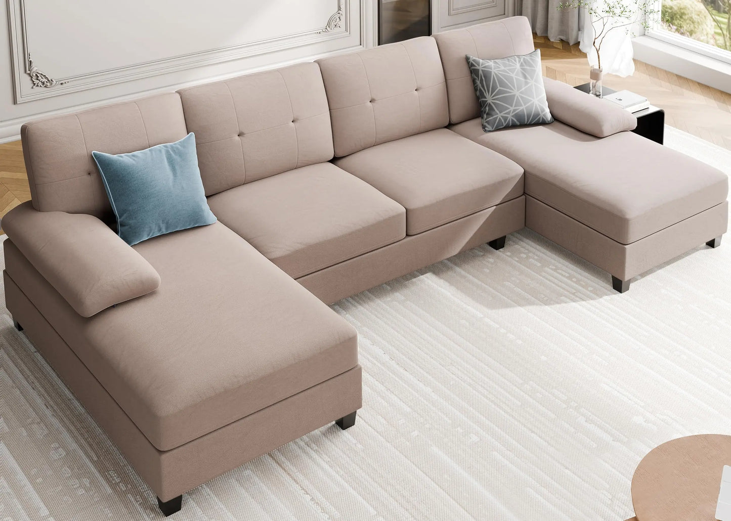 Meilocar U Shaped Sectional Sofa With Chaise Four Seats