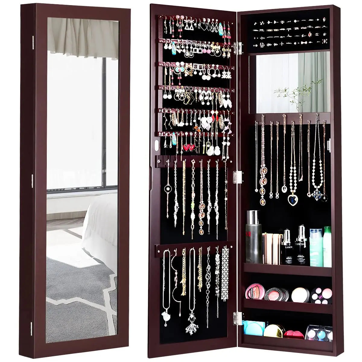 Wall Mounted Jewelry Cabinet With Full Length Mirror