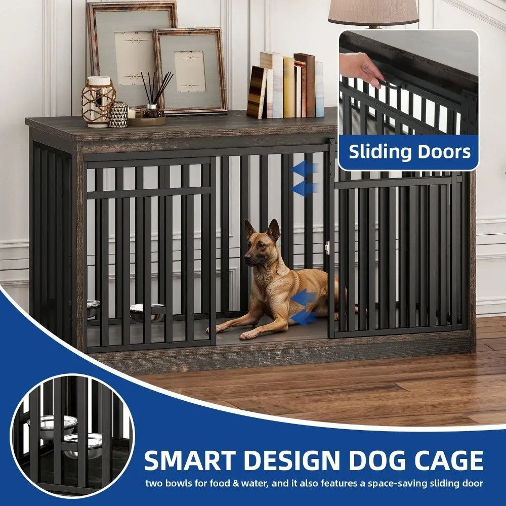 Durable Metal Dog Crate Kennel With Sliding Door MultiFunctional Furniture
