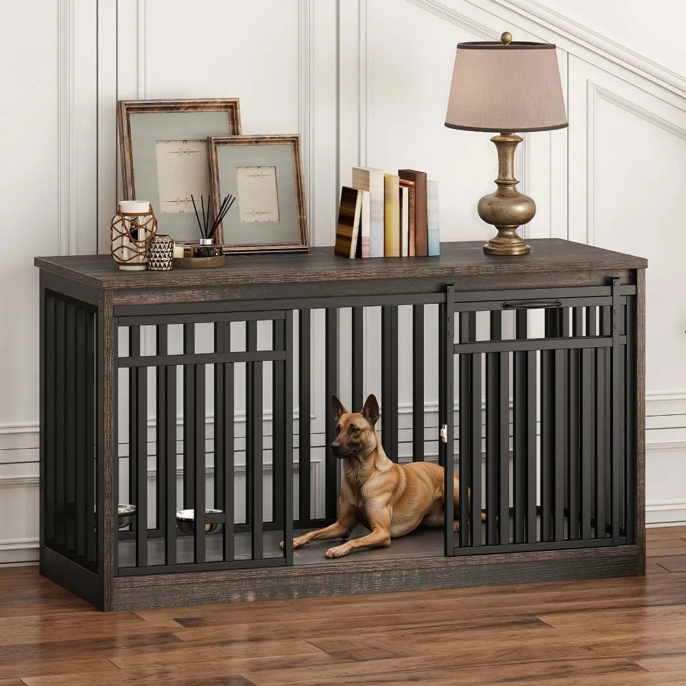 Durable Metal Dog Crate Kennel With Sliding Door MultiFunctional Furniture
