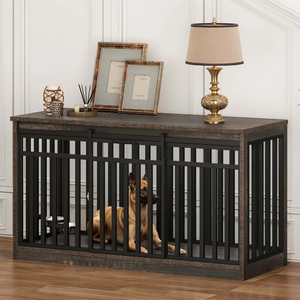 Durable Metal Dog Crate Kennel With Sliding Door MultiFunctional Furniture
