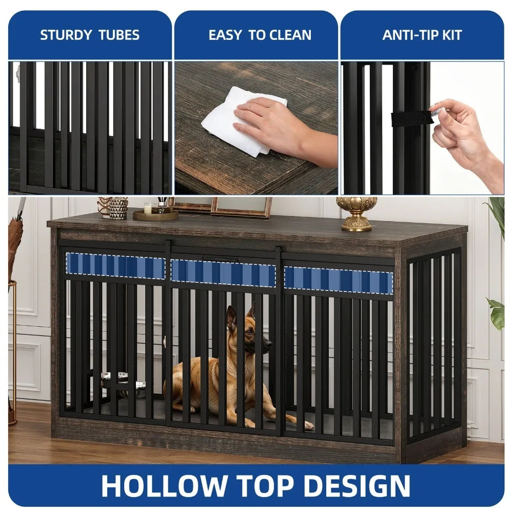 Durable Metal Dog Crate Kennel With Sliding Door MultiFunctional Furniture