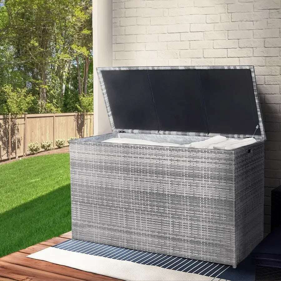 Weather Resistant Rattan Wicker Storage Box With Soft Close Hinges