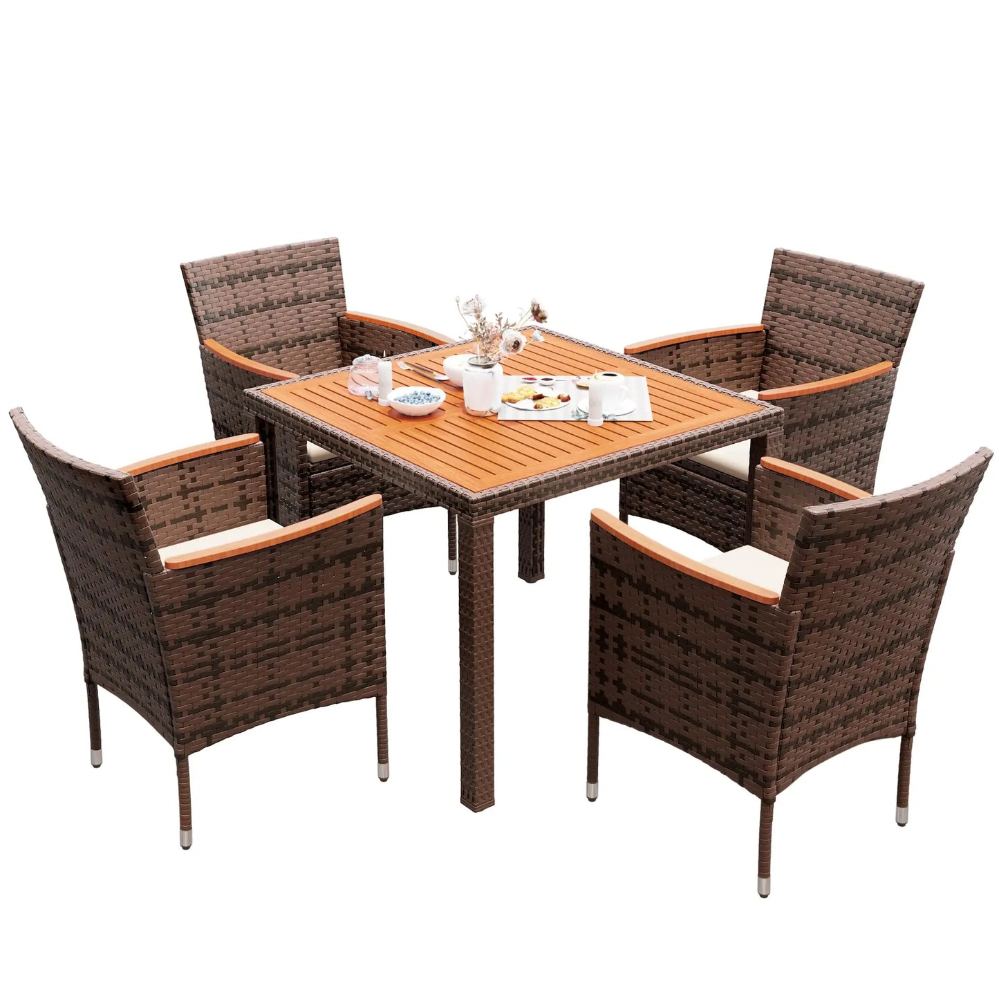 XMSJ Outdoor Patio Dining Set With Acacia Wood Table