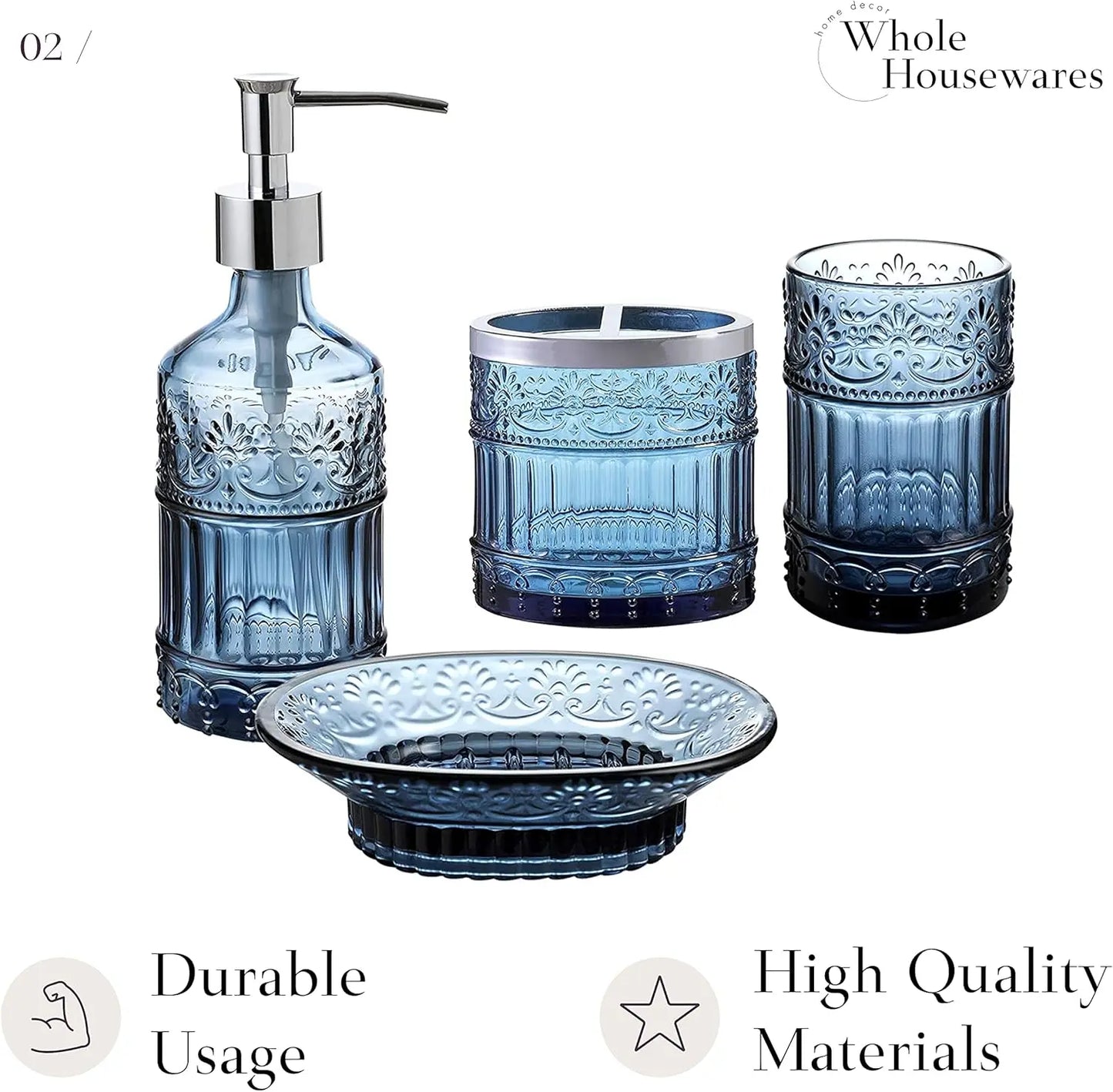 4-Piece Glass Bathroom Accessory Set