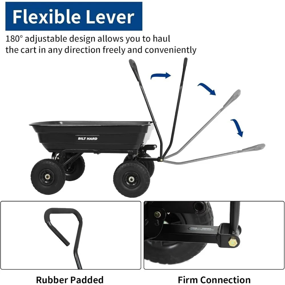 BILT HARD Poly Yard Dump Cart Rotating Handle 600 Lbs