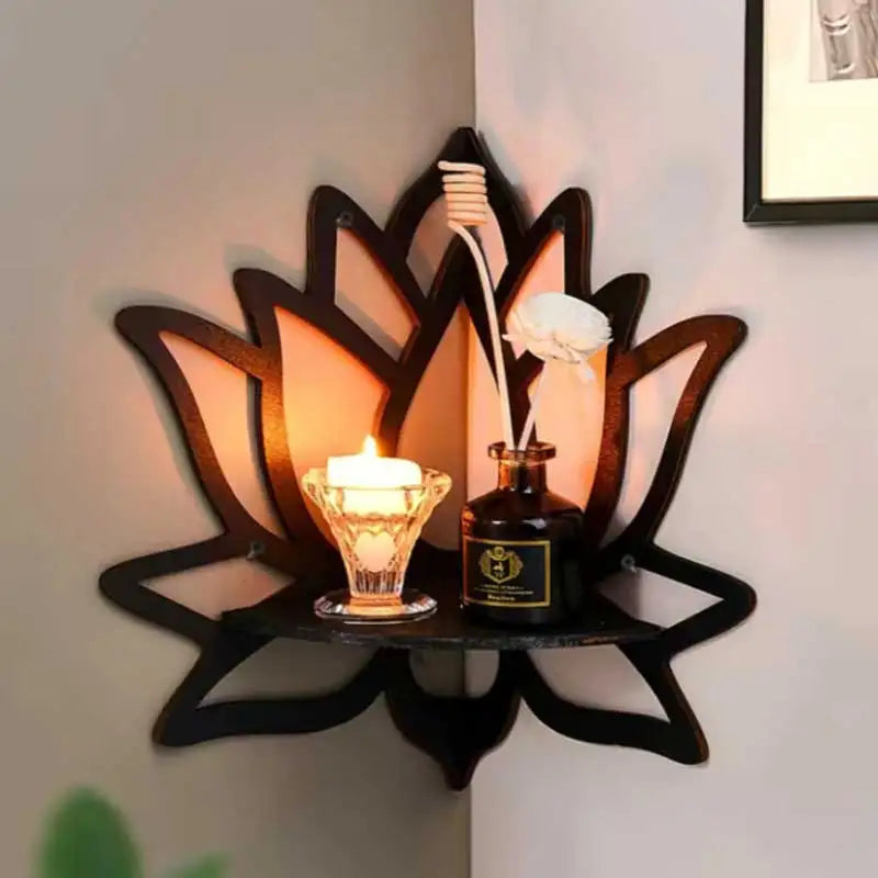 Wooden Lotus Hollow Decorative Rack Aromatherapy Organizer And Candle Holder