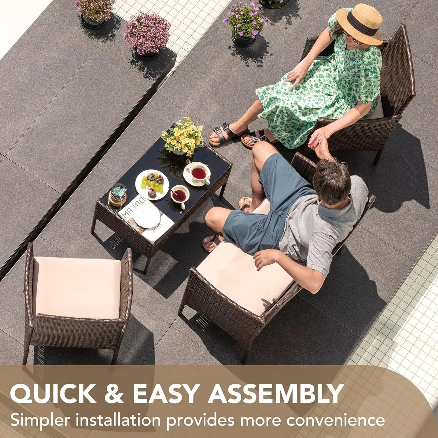 Outdoor Patio Furniture Set Rattan Wicker Lounge Chairs