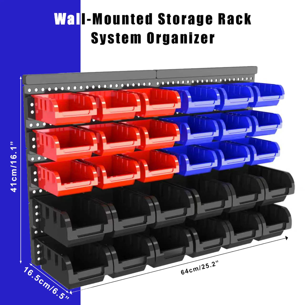 NONECN Wall Mounted Storage Bin Set for Garage Organization