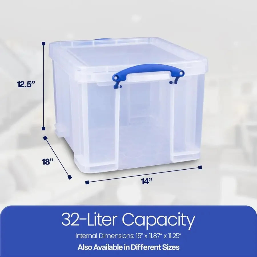Useful Box Storage Bin With Snap Lid And Clip Handles