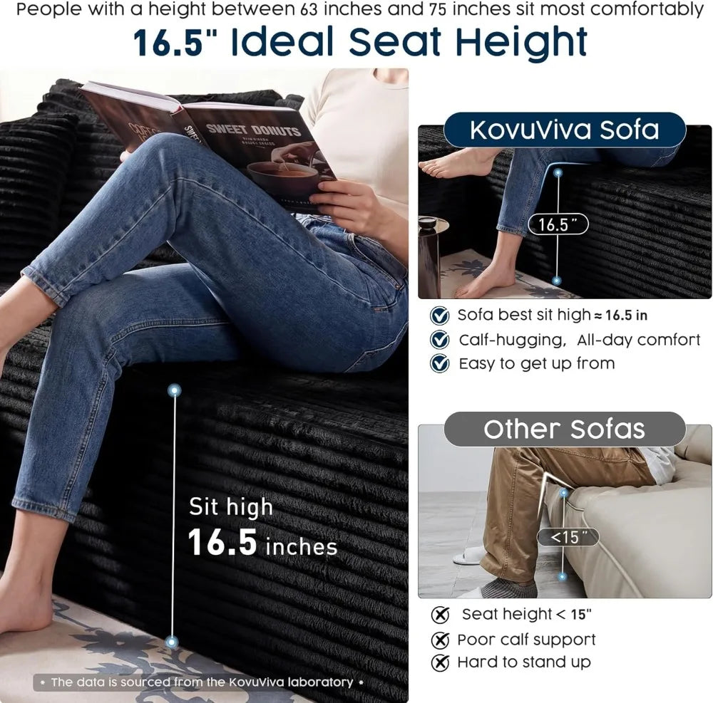 Modular L Shaped Sectional Sofa With Chaise Corduroy Upholstery