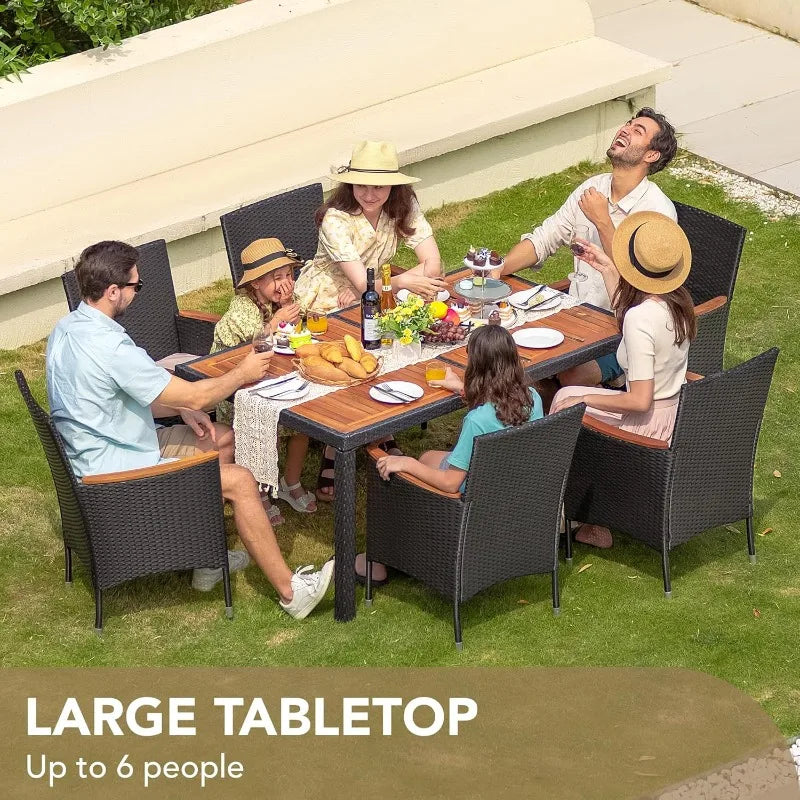 XMSJ Outdoor Patio Dining Set With Acacia Wood Table