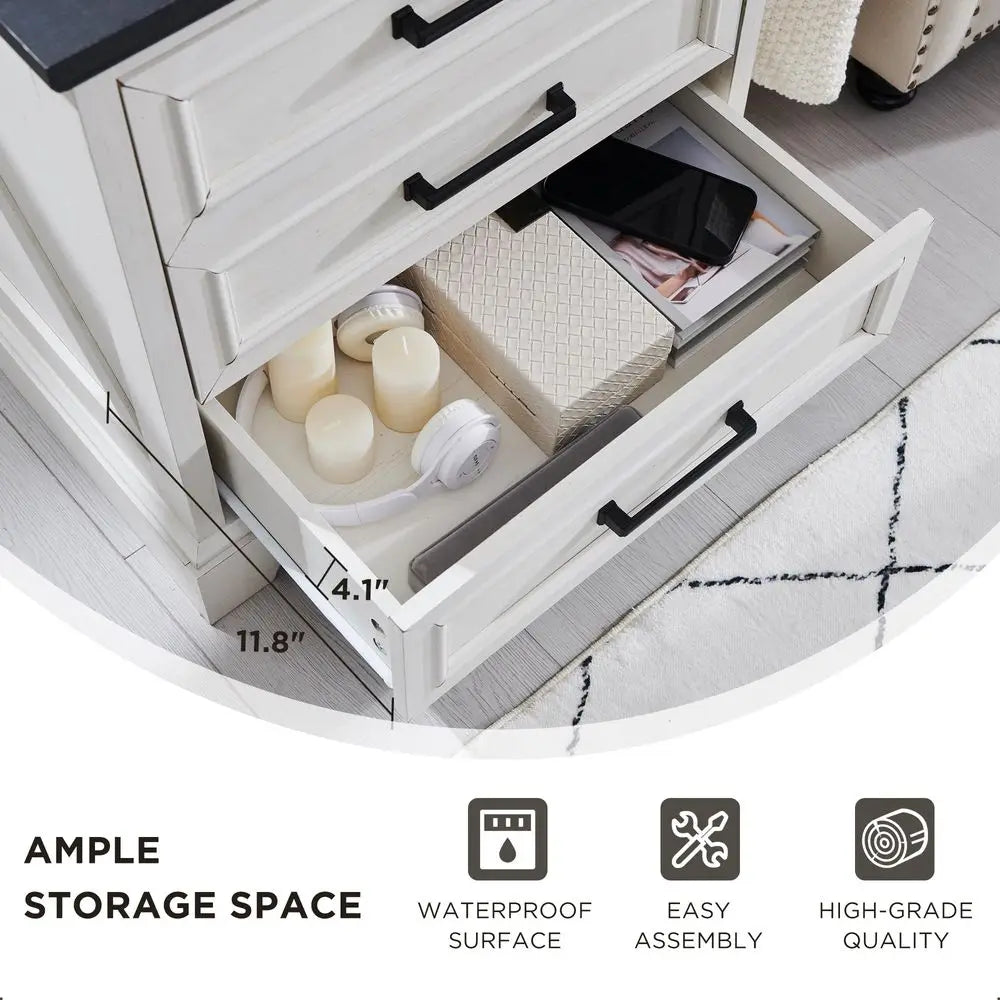 Farmhouse Nightstands Set Of 2 With Charging Station And Drawers