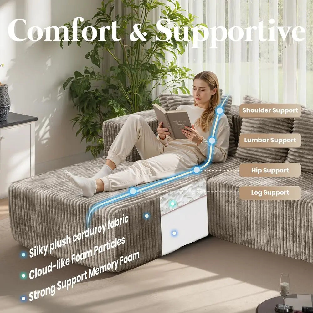 U Shaped Sectional Sofa With Chaise Lounges Modular Cloud Couch