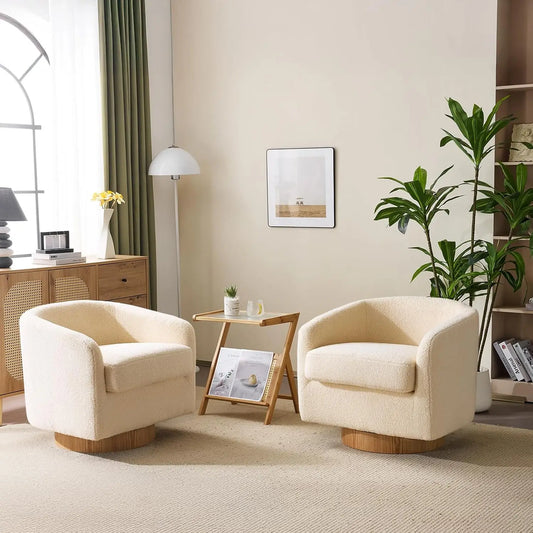 360-Degree Swivel Accent Chairs Set of 2 With Engineered Wood