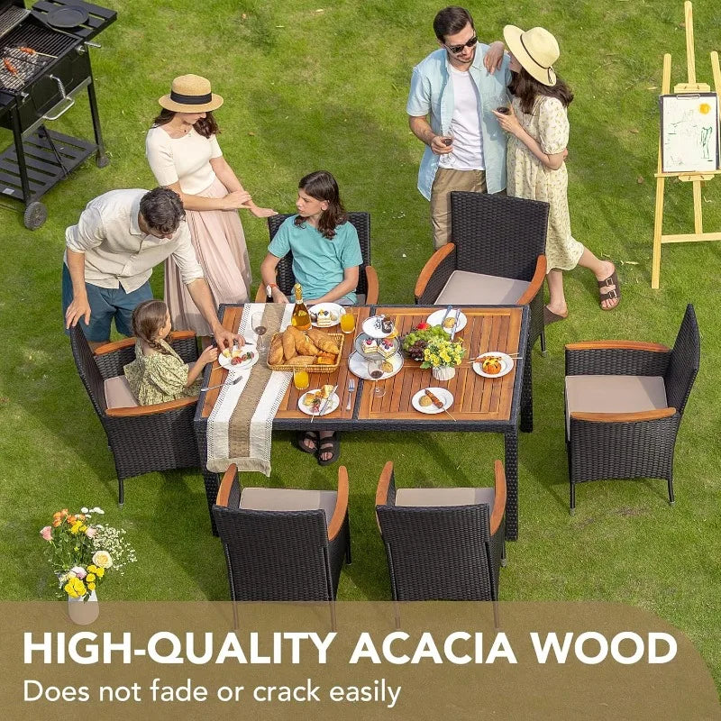 XMSJ Outdoor Patio Dining Set With Acacia Wood Table