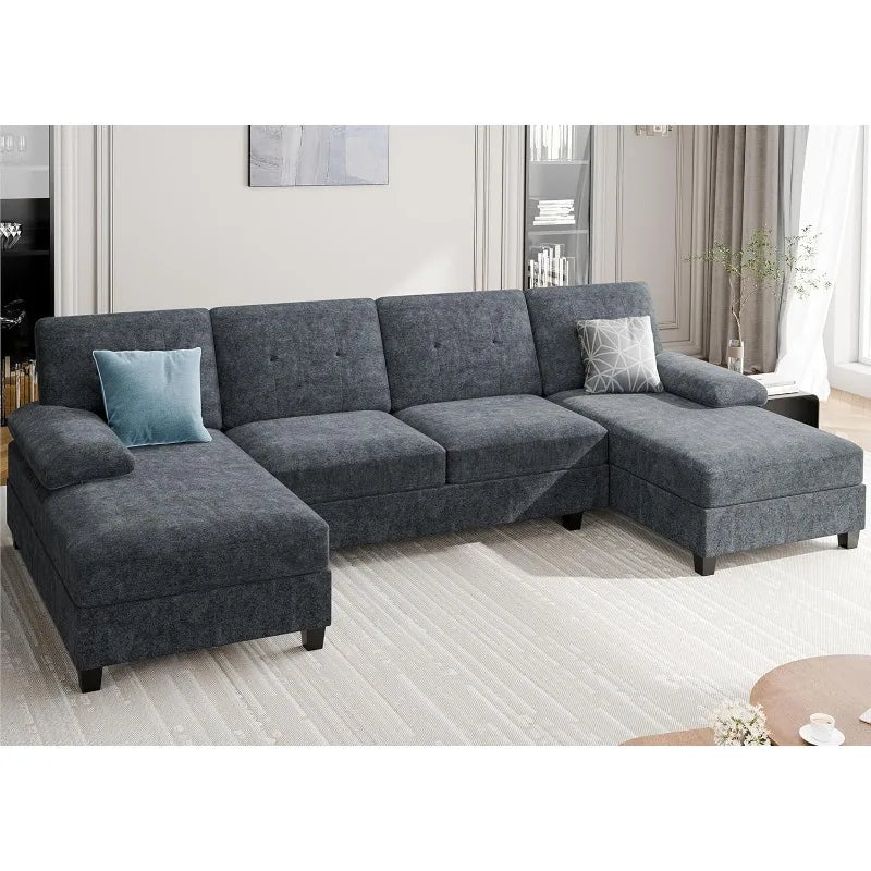 Meilocar U Shaped Sectional Sofa With Chaise Four Seats