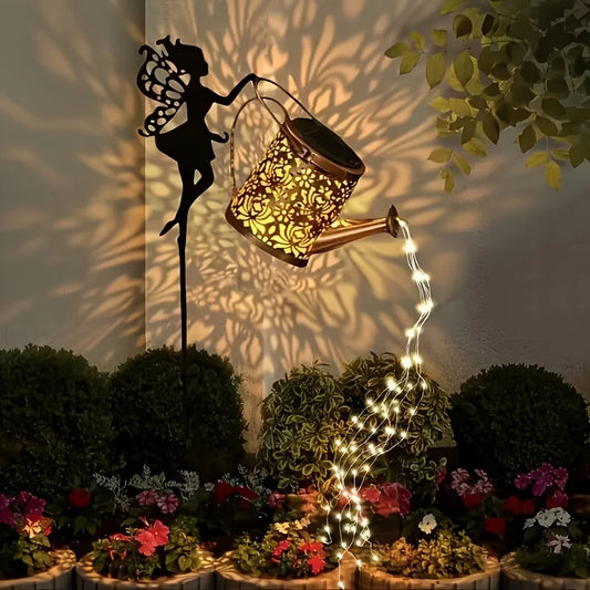 Monibloom Solar Watering Can Lights Outdoor IP65 Waterfall Garden Decor