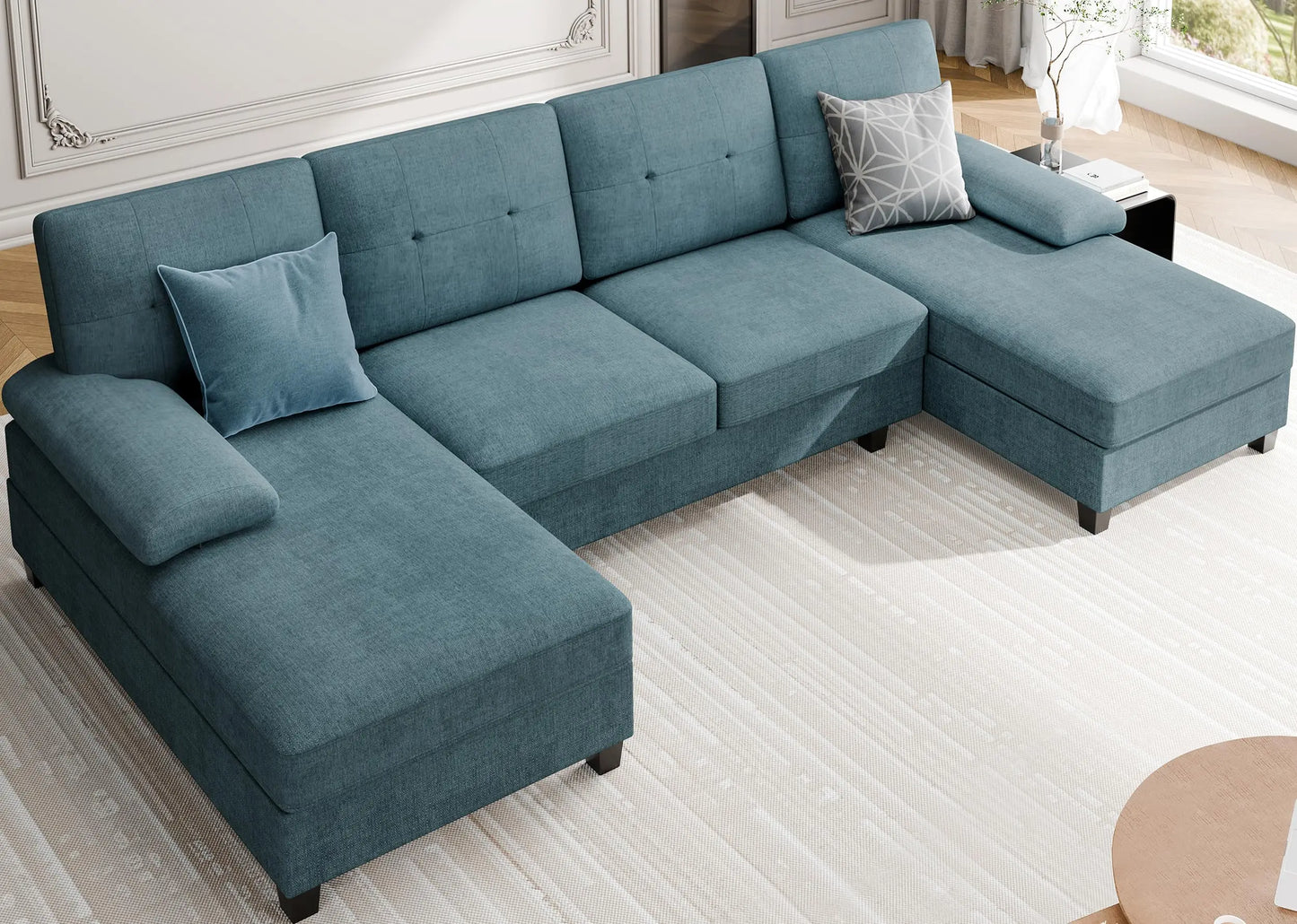 Meilocar U Shaped Sectional Sofa With Chaise Four Seats