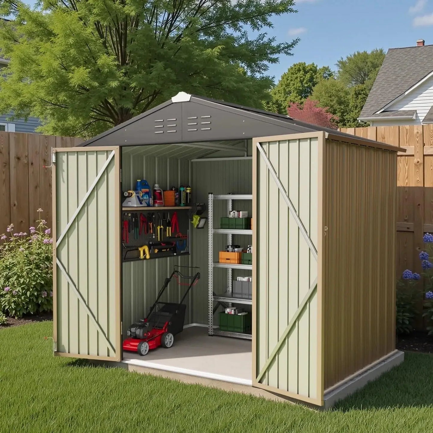 Outdoor Metal Storage Shed With Lockable Door Heavy Duty