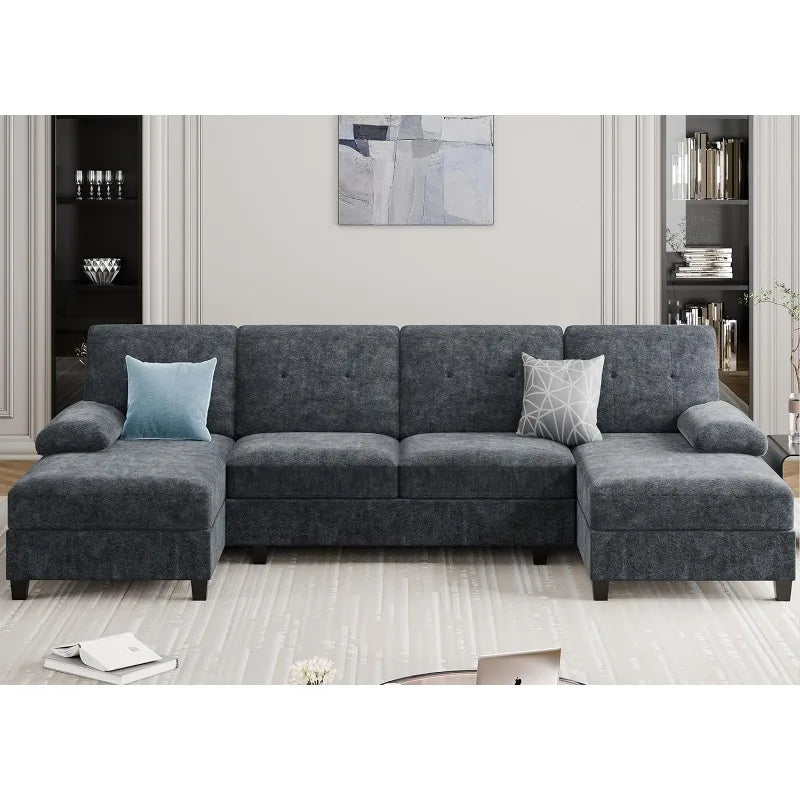 Meilocar U Shaped Sectional Sofa With Chaise Four Seats