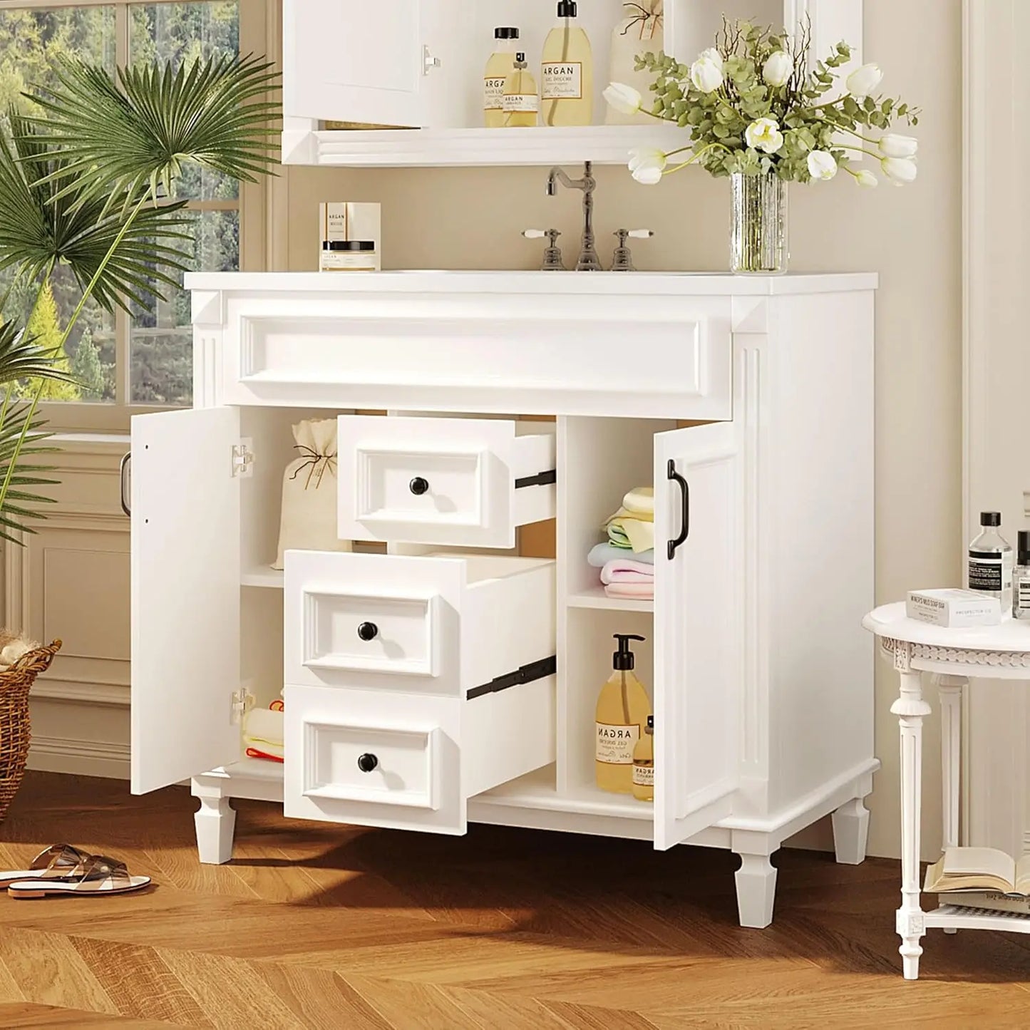 Bathroom Vanity With Medicine Cabinet Undermount Sink Doors Drawers