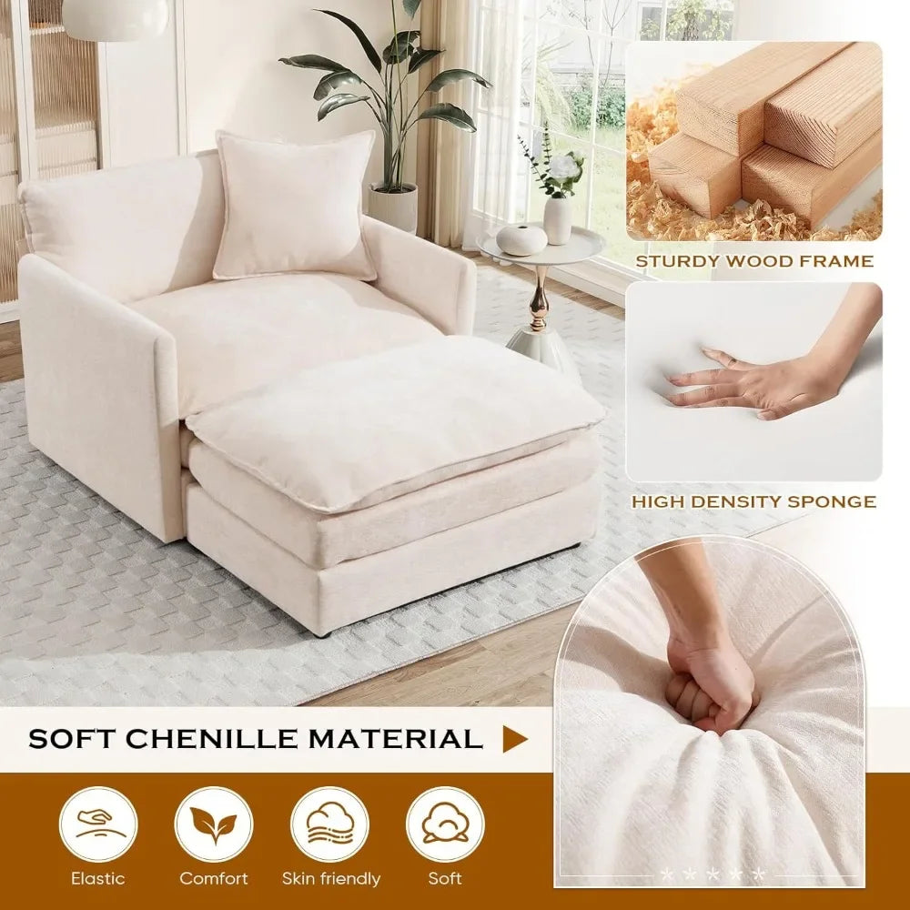 Oversized Chaise Lounge Chair With Ottoman