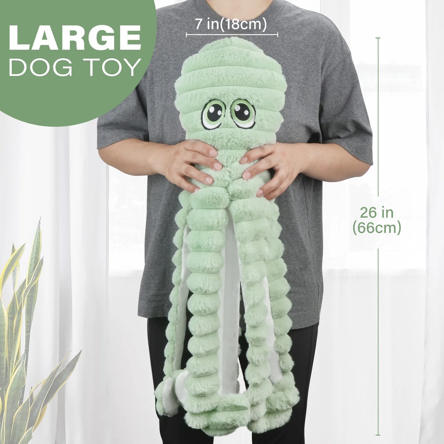 Octopus Design Plush Chew Toy For Dogs Squeaky Interactive Toy