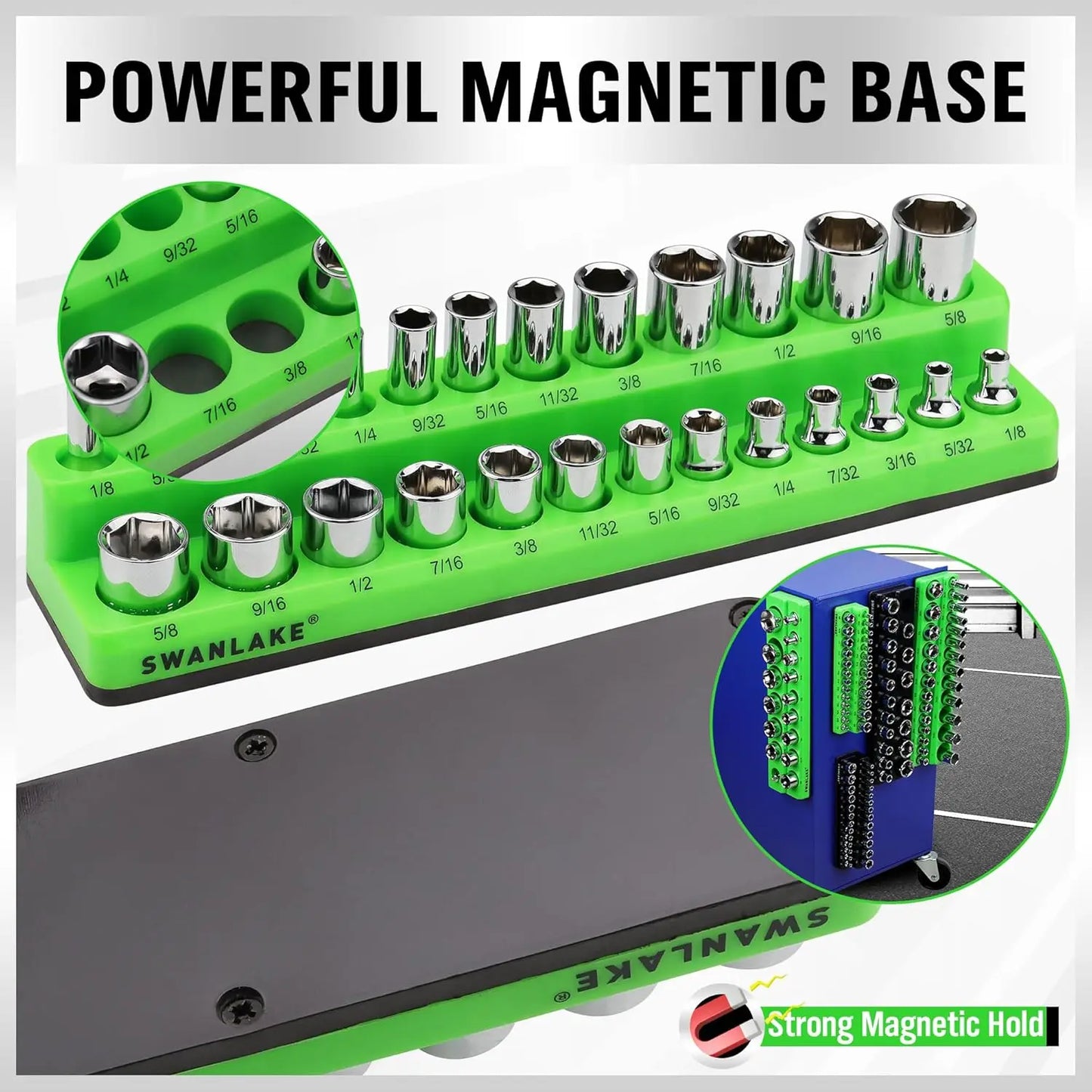Magnetic Socket Organizer Set With 143 Slots And Rubber Cover