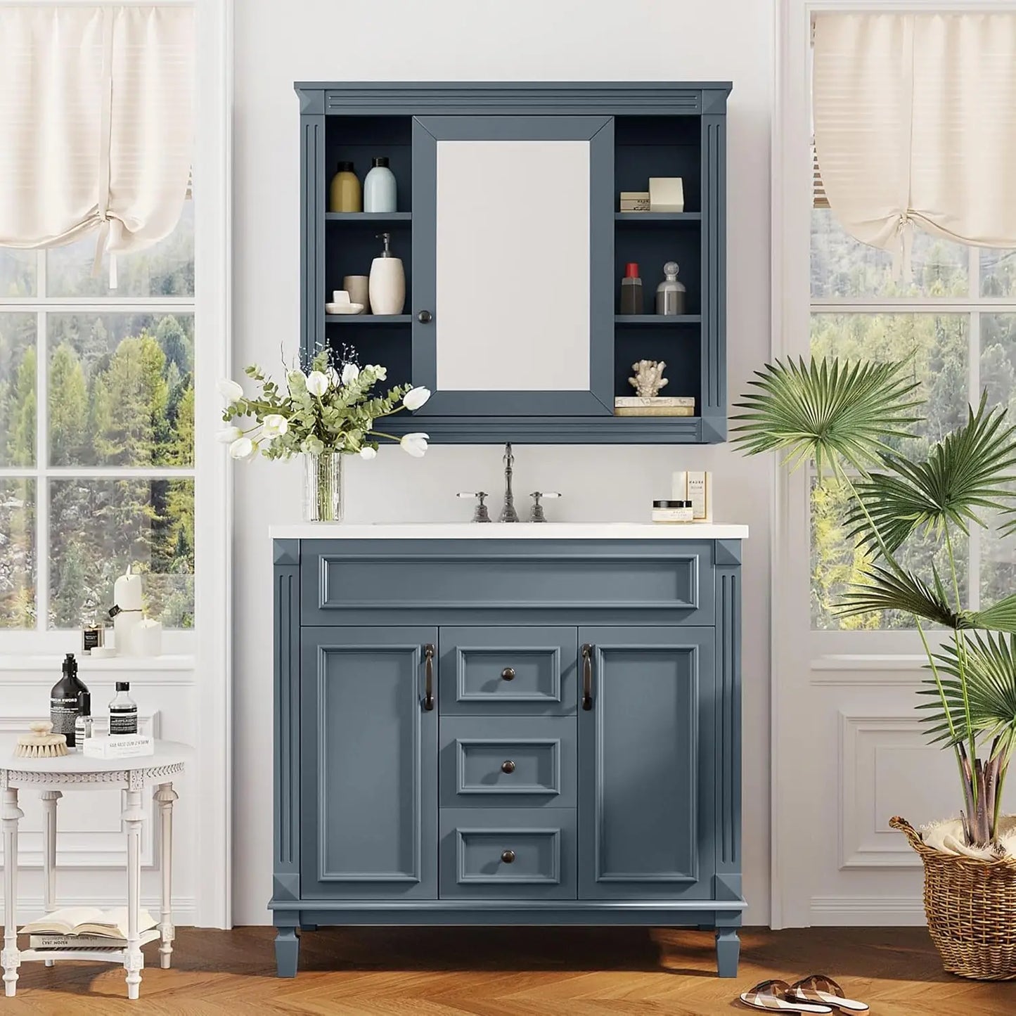 Bathroom Vanity With Medicine Cabinet Undermount Sink Doors Drawers
