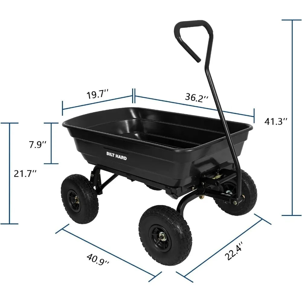 BILT HARD Poly Yard Dump Cart Rotating Handle 600 Lbs