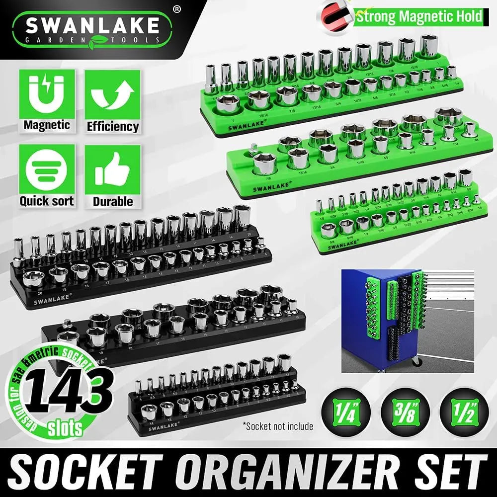 Magnetic Socket Organizer Set With 143 Slots And Rubber Cover