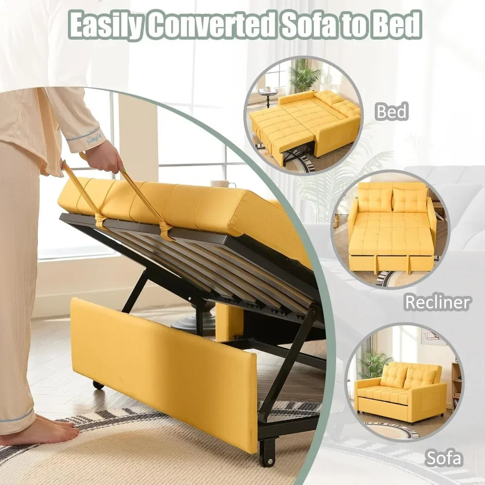 Convertible Sofa Bed With Pull Out Sleeper And USB Ports
