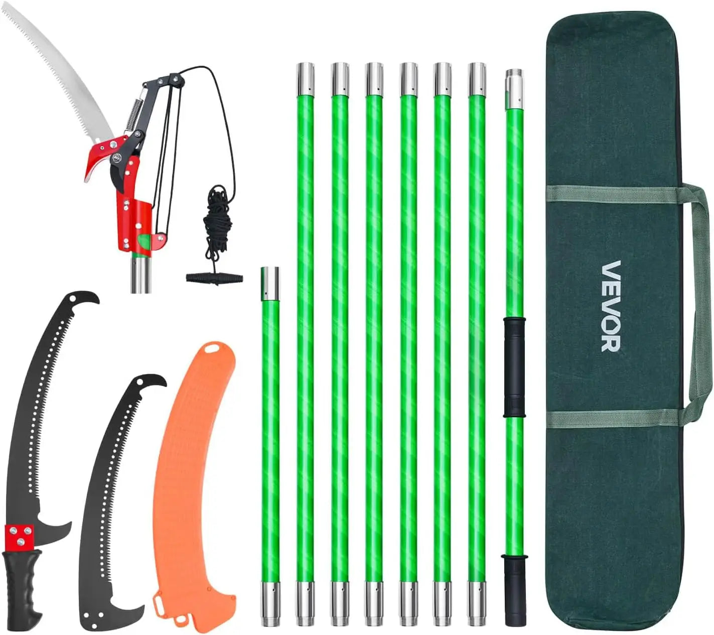 VEVOR Extendable Pole Saw With Fiberglass Handles And Steel Blade