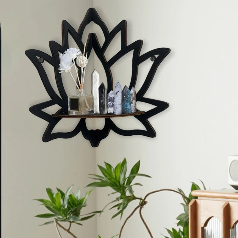 Wooden Lotus Hollow Decorative Rack Aromatherapy Organizer And Candle Holder