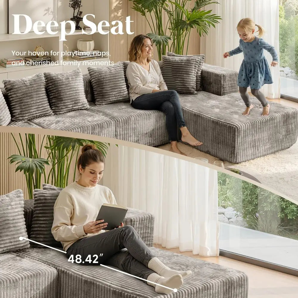 U Shaped Sectional Sofa With Chaise Lounges Modular Cloud Couch