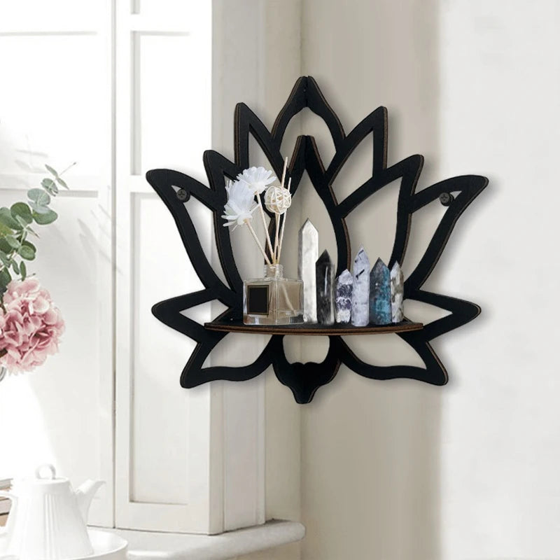 Wooden Lotus Hollow Decorative Rack Aromatherapy Organizer And Candle Holder