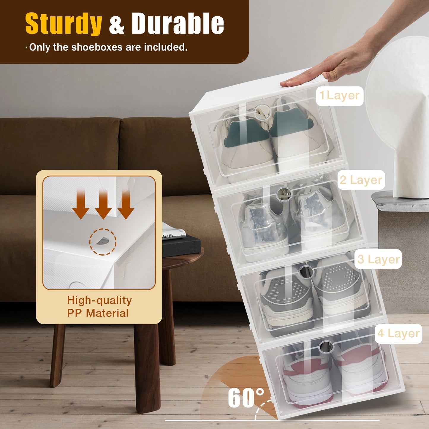 Transparent Plastic Shoe Box Set 24 Pieces Stackable Organizer