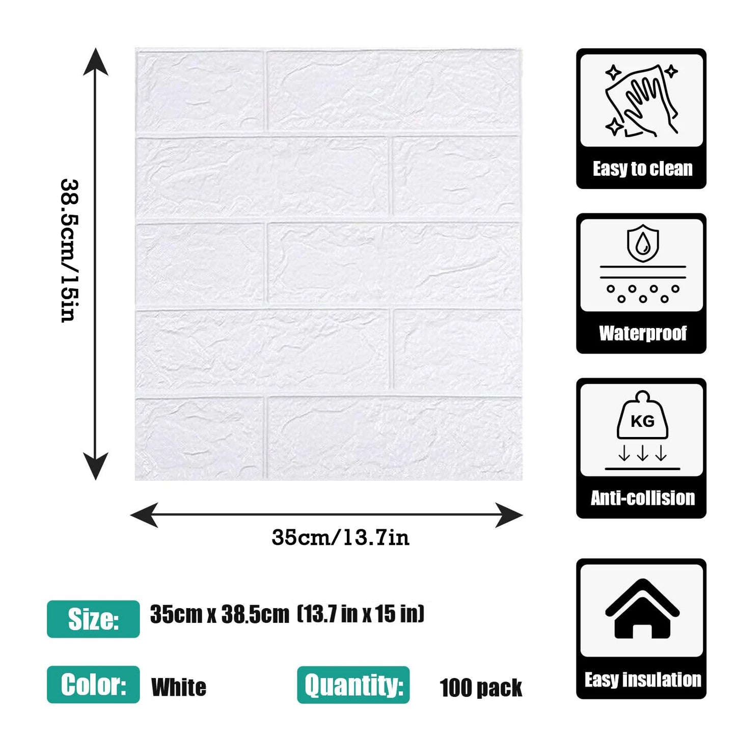 100 Pack 3D Wall Panels Peel And Stick Faux Brick Wallpaper Self Adhesive