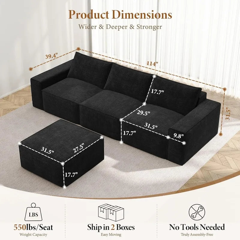 Vesgantti Modular Sectional Sofa With Ottoman L-Shaped