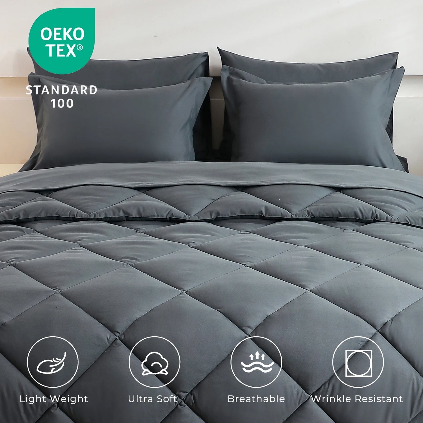 EasYum 7-Piece Bedding Set Comforter Sheet Pillowcases Quilted