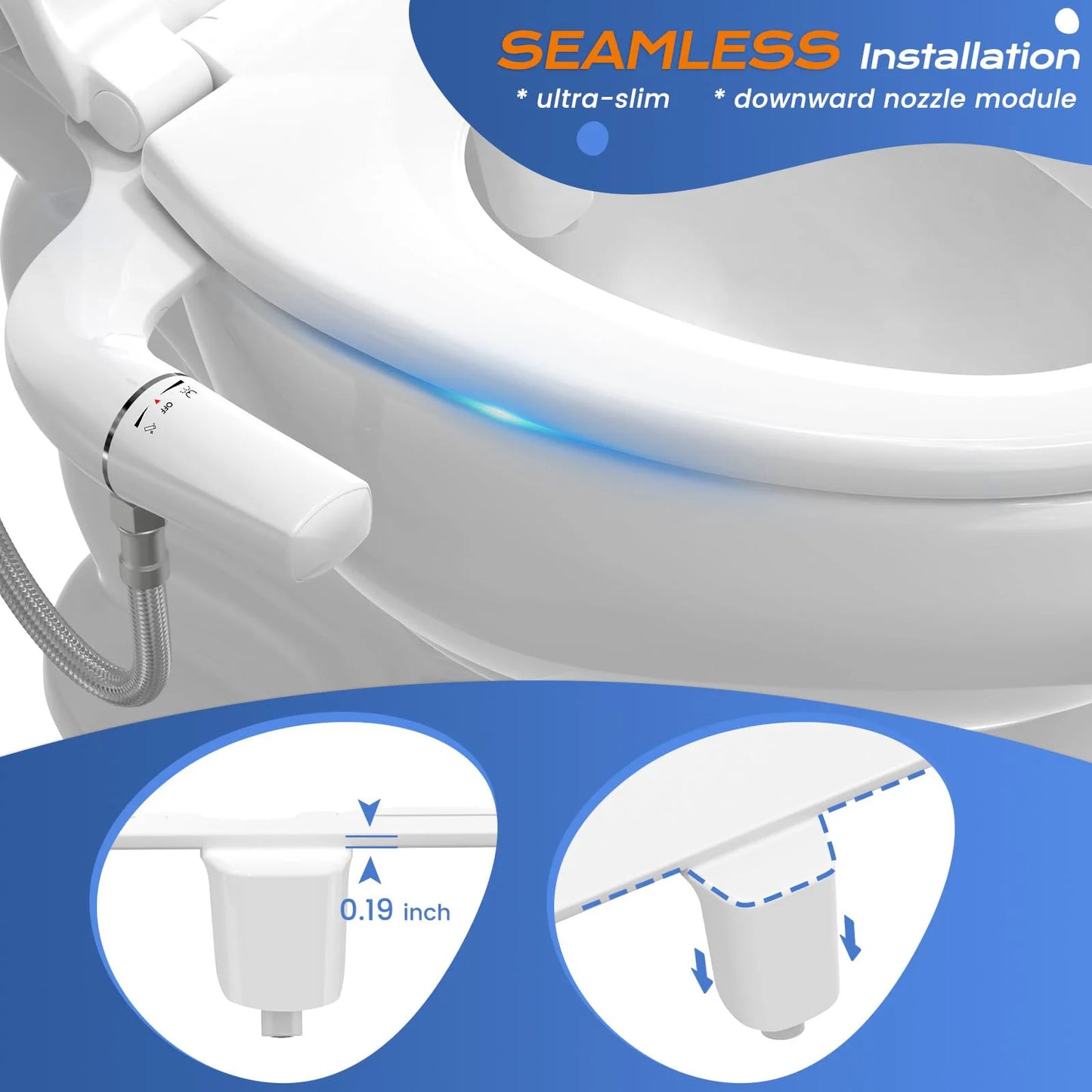 Ultra Slim Bidet Attachment With Dual Nozzle For Toilet