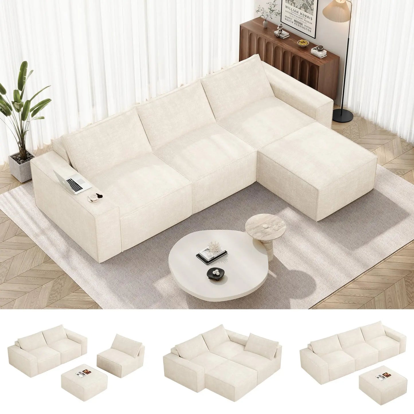 Vesgantti Modular Sectional Sofa With Ottoman L-Shaped