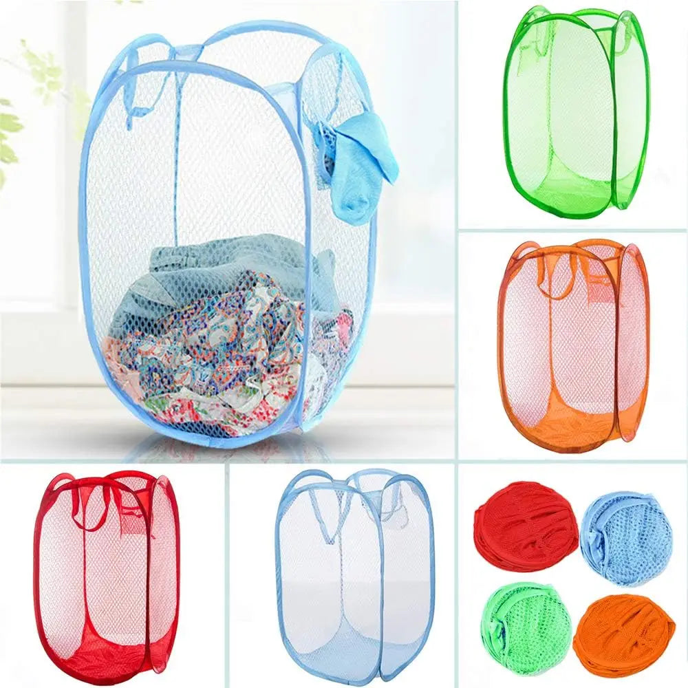 NONECN Mesh Popup Laundry Hamper 4 Pack Foldable Portable Dirty Clothes Baskets