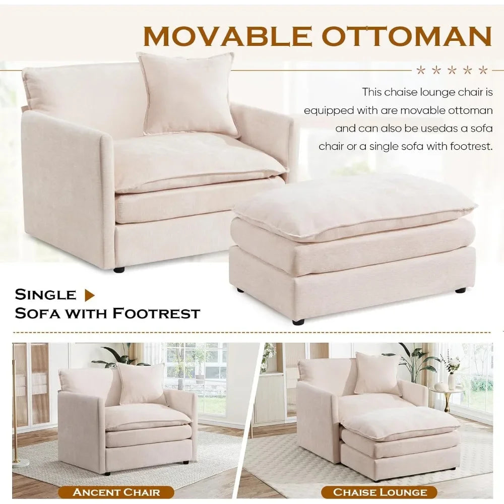 Oversized Chaise Lounge Chair With Ottoman